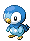 Piplup, um pequeno pinguim azul, pulando animadamente